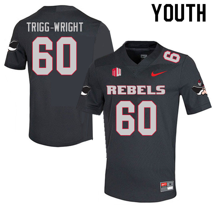 Youth #60 Amani Trigg-Wright UNLV Rebels College Football Jerseys Sale-Charcoal - Click Image to Close